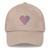 Bisexual Heart Lines Hat: Embroidered Pride Gradient Cap